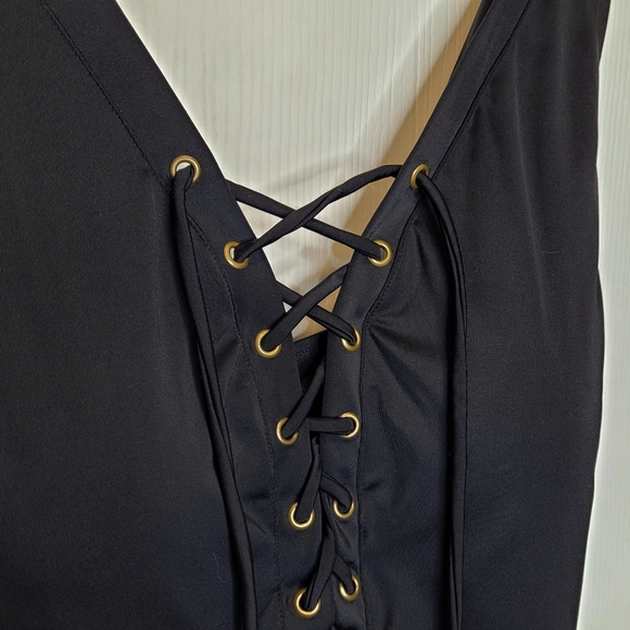 Swimsuits For All Lace-up One Piece 18 Black NEW - Picture 3 of 8